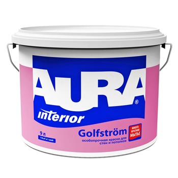 Краска для стен и потолков моющаяся особопрочная п/матовая "AURA GOLFSTROM"  - 9 л.