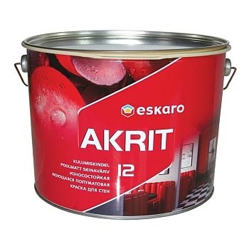Краска для стен и потолков п/матовая "Eskaro  Akrit-12" - 9 л.