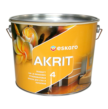 Краска для стен и потолков глубокоматовая "Eskaro Akrit-4" - 9,5 л